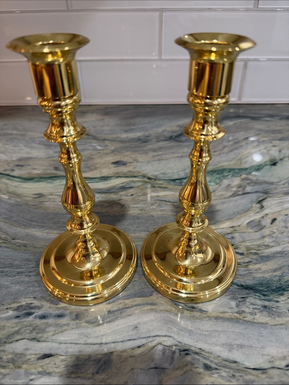 Vintage Baldwin Solid Brass Taper Candlestick Holders